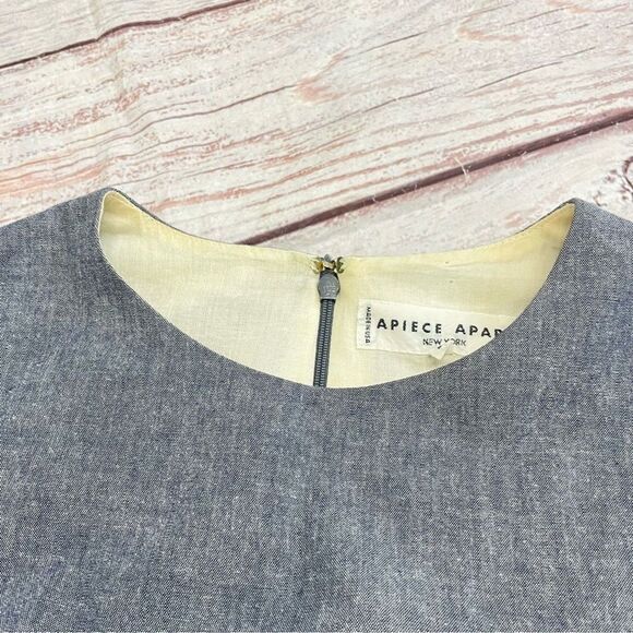 Apiece Apart Tailored Back Slit Sheath Sleeveless Midi Dress Chambray Size 8 - Picture 10 of 10